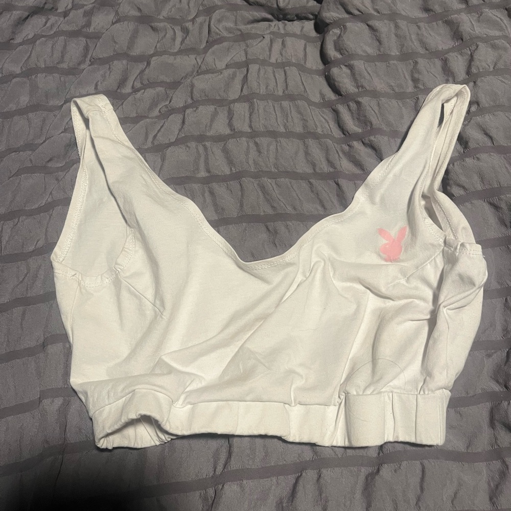 PLAYBOY White Bralette with Pink Accent